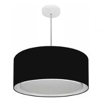 Lustre Pendente Cilíndrico Duplo Vivare Md-4294 Cúpula Em Tecido 50x25cm - Bivolt Preto 127/220v - 3