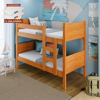 Beliche Resistente Fortaleza Em Mdf Vira 2 Camas Solteiro Nature Amadeirado Com 2 Colchões - 1