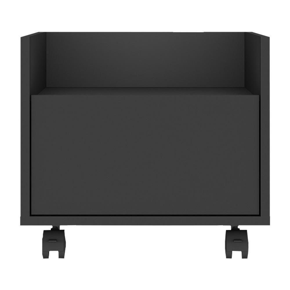 Kit Com 2 Mesas De Cabeceira 40 Cm Com Rodízios Multimóveis Mp4045 Preta - 2