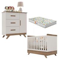 Berço Americano Vitória E Cômoda Retro Maya Off White Carvalho Com Colchão Gazin – Carolina - 1