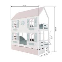 Beliche Casinha Bela Com Coração 2 Gavetas Rosa 4 Janelas Venezianas - Madeira Maciça Branco/rosa/verde Housin - 3