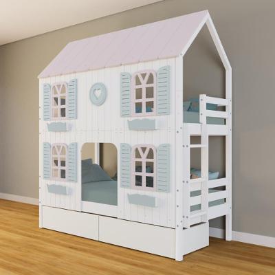 Beliche Casinha Bela Com Coração 2 Gavetas 4 Janelas Venezianas - Madeira Maciça Branco/rosa/verde Housin