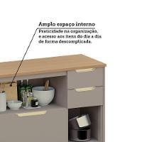 Balcão 2 Portas E 3 Gavetas Com Bancada Ilha Lumina Luciane Cinammon/freijó - 5