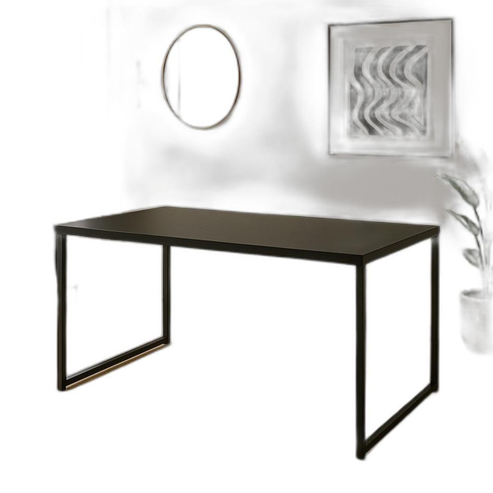 Conjunto Mesa De Jantar Retangular 120x80cm Com Tampo Preto E Estrutura Em Aço Preto + 4 Cadeiras Pretas Pés Em Madeira - 2