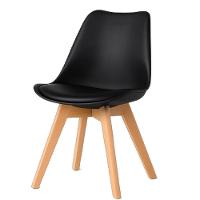 Conjunto Mesa De Jantar Retangular 120x80cm Com Tampo Preto E Estrutura Em Aço Preto + 4 Cadeiras Pretas Pés Em Madeira