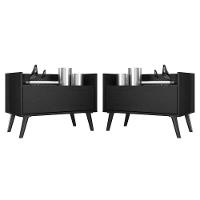 Kit com 2 Mesas de Cabeceira 60 Cm com Pés Retrô Preta - 1