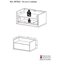 Kit com 2 Mesas de Cabeceira 60 Cm Suspensa Preta - 2