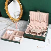 Maleta Porta Joias Caixa Organizador Brincos Estojo Aneis Pulseiras Relogio Gaveta 2 Andares Viagem Rosa - 5