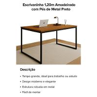 Mesa Industrial Freijó 1,20m X 0,80m Estrutura De Metal Tampo Mdf - 3