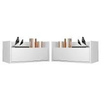 Kit com 2 Mesas de Cabeceira 60 Cm Suspensa Branca - 1