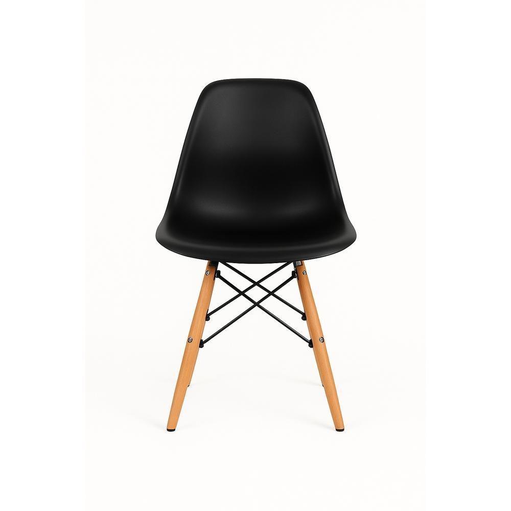 Conjunto Mesa Redonda Branca 90cm + 4 Cadeiras Eames Pretas Pés Madeira Sala Jantar Cozinha Moderna - 3