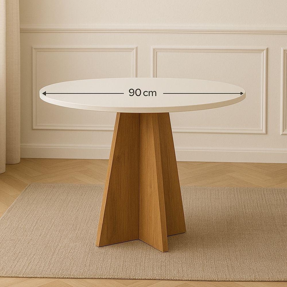 Conjunto Mesa Redonda Branca 90cm + 4 Cadeiras Eames Pretas Pés Madeira Sala Jantar Cozinha Moderna - 5