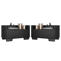 Kit com 2 Mesas de Cabeceira 60 Cm com Pés Quadrados Preta - 1