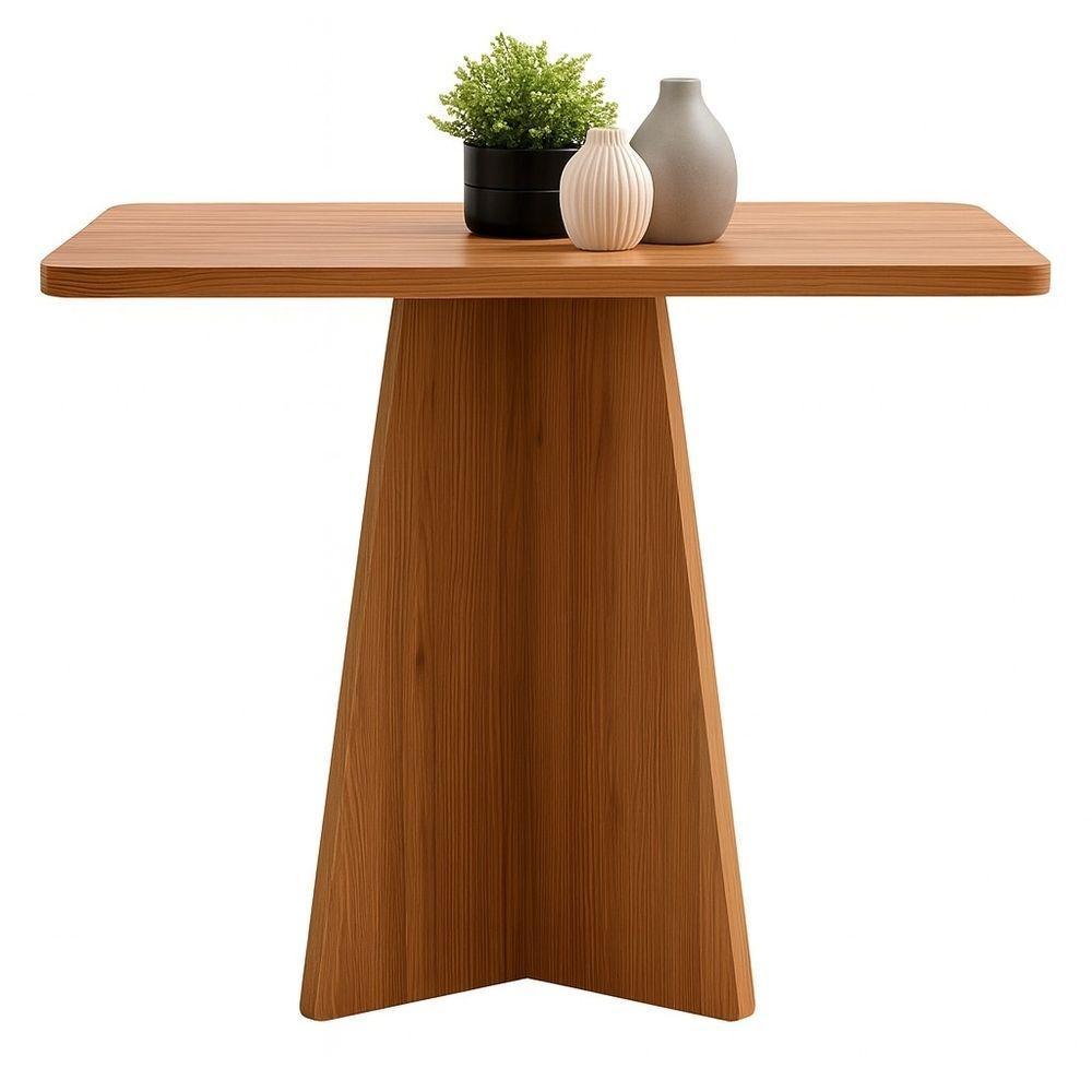 Mesa Quadrada Em Mdf Freijó – Base Central Moderna E Design Sofisticado - 1