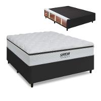 Cama Box Baú King Gazin Colchão Com Molas Ensacadas 193x203x78cm Tower Branco / Preto - 1