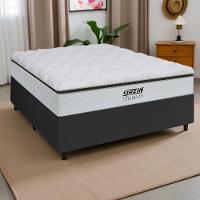 Cama Box Baú King Gazin Colchão Com Molas Ensacadas 193x203x78cm Tower Branco / Preto