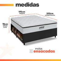 Cama Box Baú King Gazin Colchão Com Molas Ensacadas 193x203x78cm Tower Branco / Preto - 6