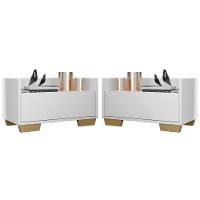 Kit com 2 Mesas de Cabeceira 60 Cm com Pés Quadrados Branca - 1