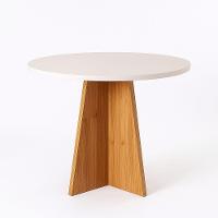 Mesa Redonda Com Base Em Madeira Maciça E Tampo Branco – Design Moderno E Sofisticado - 2