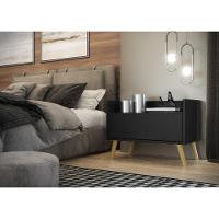 Kit com 2 Mesas de Cabeceira 60 Cm com Pés Retrô Preta - 8