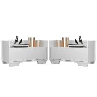 Kit com 2 Mesas de Cabeceira 60 Cm com Pés Quadrados Branca - 1