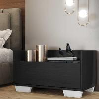 Kit com 2 Mesas de Cabeceira 60 Cm com Pés Quadrados Preta - 6