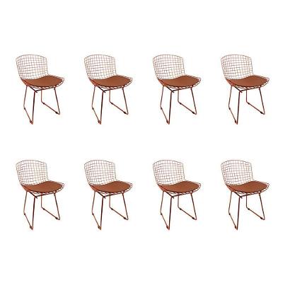 Kit 8 Cadeiras Bertoia Cobre Com Assento Cobre