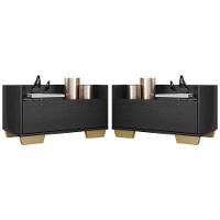 Kit com 2 Mesas de Cabeceira 60 Cm com Pés Quadrados Preta - 1