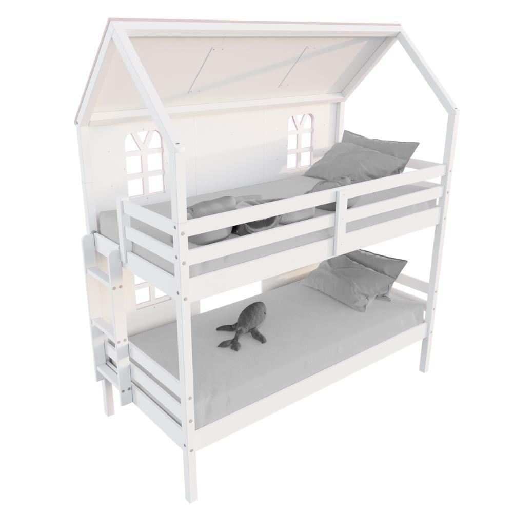 Treliche Casinha Bela Com Coração 4 Janelas Venezianas - Madeira Maciça Branco/rosa Housin - 5