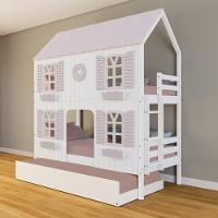 Treliche Casinha Bela Com Coração 4 Janelas Venezianas - Madeira Maciça Branco/rosa Housin - 1