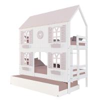 Treliche Casinha Bela Com Coração 4 Janelas Venezianas - Madeira Maciça Branco/rosa Housin - 2