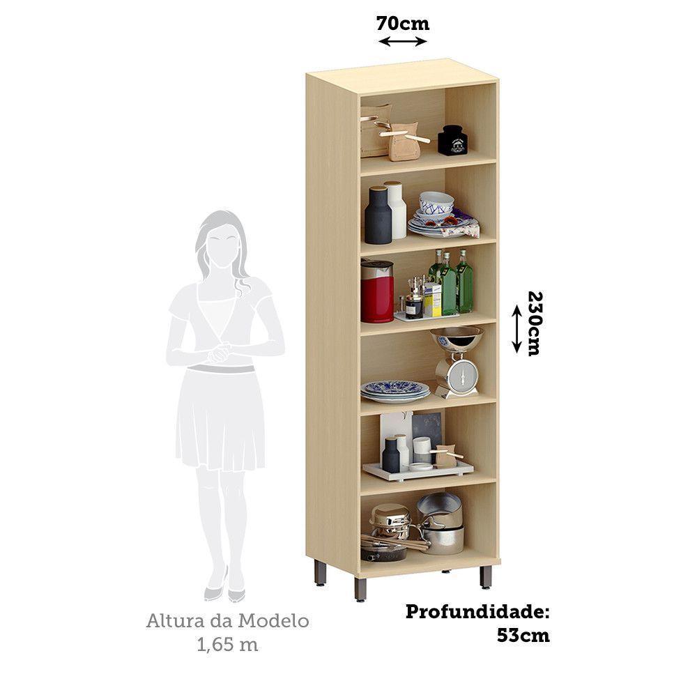 Cristaleira 70cm 2 Portas Com Vidro Aura Luciane Móveis Carvalho - 3