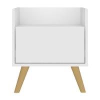 Kit Com 2 Mesas De Cabeceira 40 Cm Com Pés Retrô Multimóveis Mp4044 Branca/Natural - 2