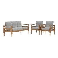 Jogo Sofá Madeira Maciça 3 Lugares E 2 Poltronas Liz Multimóveis Vcr7001 Cinza Cinza - 1