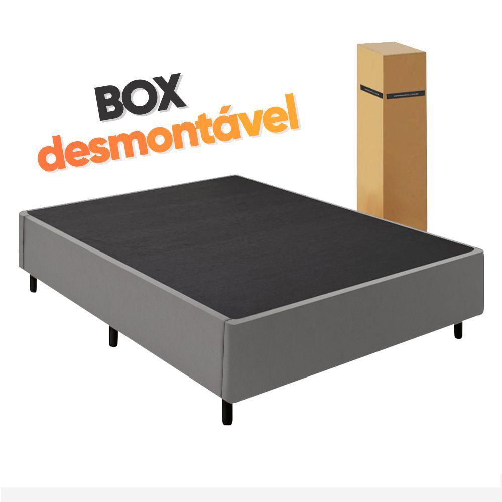 Cama Box Baú King Gazin Colchão Com Molas Ensacadas 193x203x78cm Tower Branco / Cinza - 2