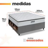 Cama Box Baú King Gazin Colchão Com Molas Ensacadas 193x203x78cm Tower Branco / Cinza - 6