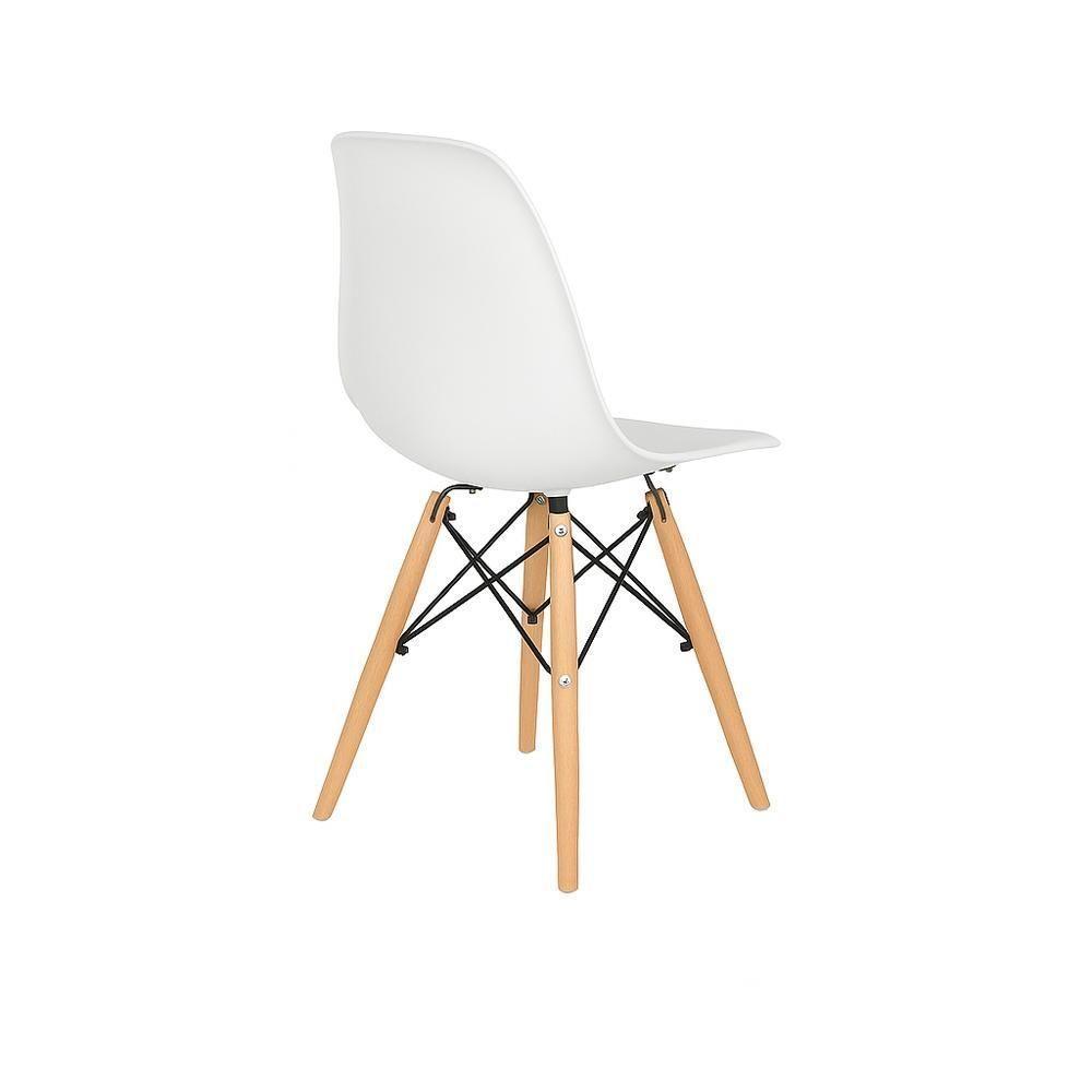 Conjunto Mesa De Jantar 90cm Quadrada Em Madeira+4 Cadeiras Eames Brancas Pés De Madeira - 4
