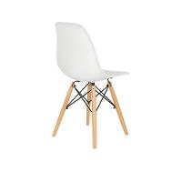 Conjunto Mesa De Jantar 90cm Quadrada Em Madeira+4 Cadeiras Eames Brancas Pés De Madeira