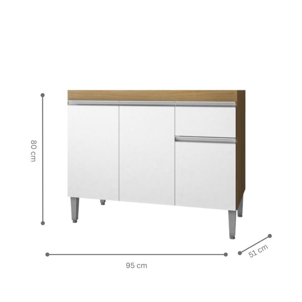 Balcão Para Cozinha 2 Portas Forks Amendoa Branco - 2