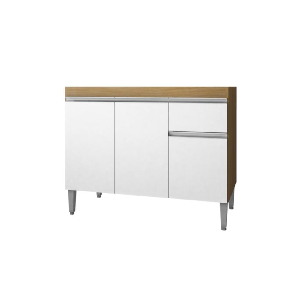 Balcão Para Cozinha 2 Portas Forks Amendoa Branco - 3