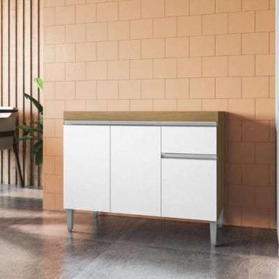 Balcão Para Cozinha 2 Portas Forks Amendoa Branco