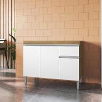 Balcão Para Cozinha 2 Portas Forks Amendoa Branco - 1