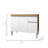 Balcão Para Cozinha 2 Portas Forks Amendoa Branco - 2