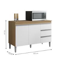 Balcao De Cozinha Virginia 2pt 1,20m Amendoa Branco - 2