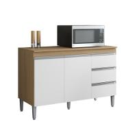 Balcao De Cozinha Virginia 2pt 1,20m Amendoa Branco - 3