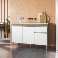 Balcão Para Cozinha 2 Portas Forks Amendoa Branco - 1