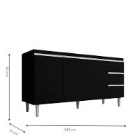 Balcao De Cozinha Virginia 3pt 1,50m Preto Fosco - 2
