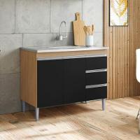 Balcao De Cozinha Virginia 2pt 1m Amendoa Preto - 1