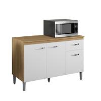 Balcão Para Cozinha 2 Portas 1,20m Derby Amendoa Branco - 3