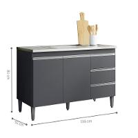 Balcao De Cozinha Virginia 2pt 1,20m Cinza Fosco - 2